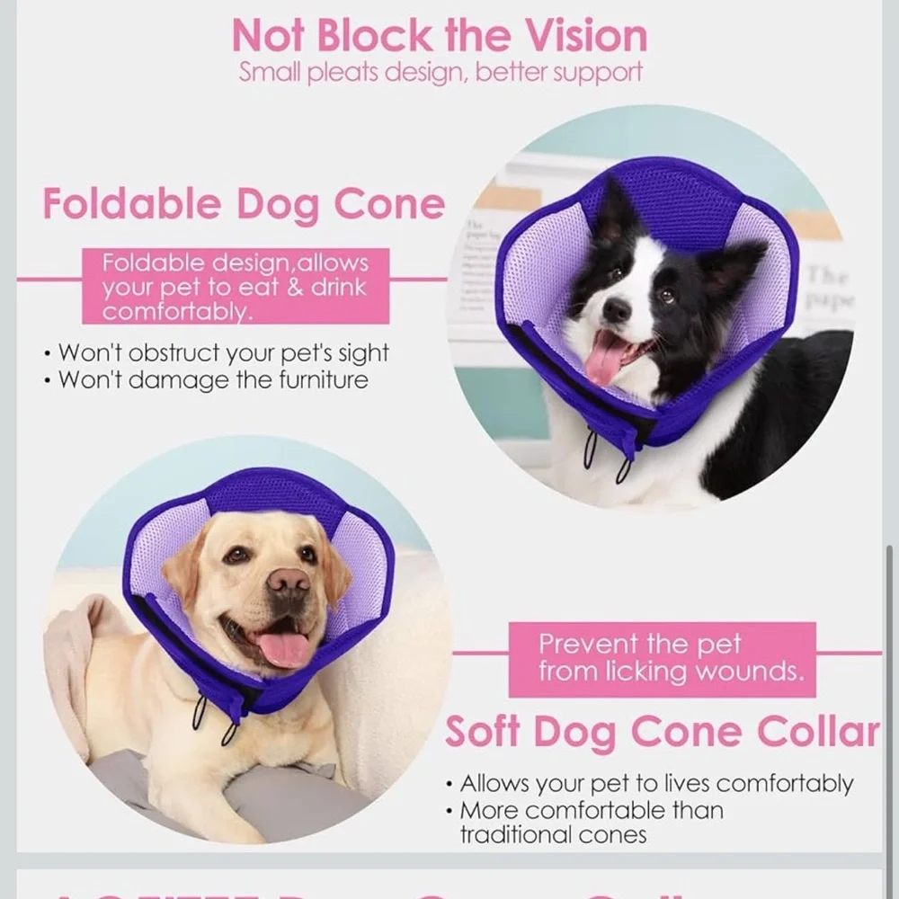 Size S Purple Soft Adjustable Dog Cone